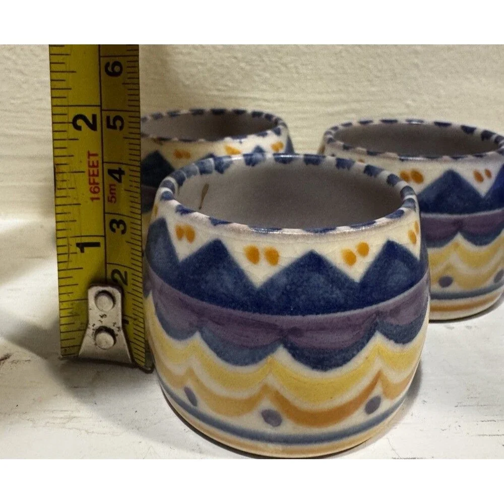 Vintage Poole Pottery Egg Cups Set of 3 Art Deco Hand Painted 211 England 18